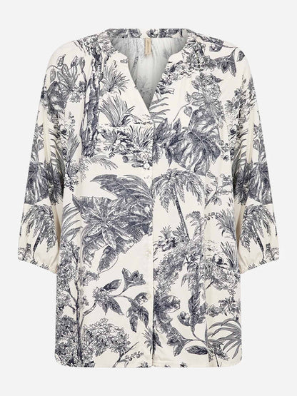 Camicia donna Soyaconcept in viscosa panna con stampa floreale