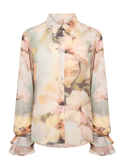 Camicia rosa multicolor con volant Soya Concept da donna