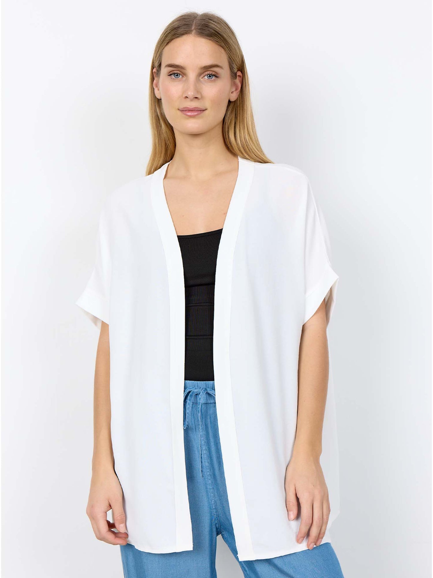 Cardigan bianco da donna Soyaconcept senza bottoni, leggero e versatile