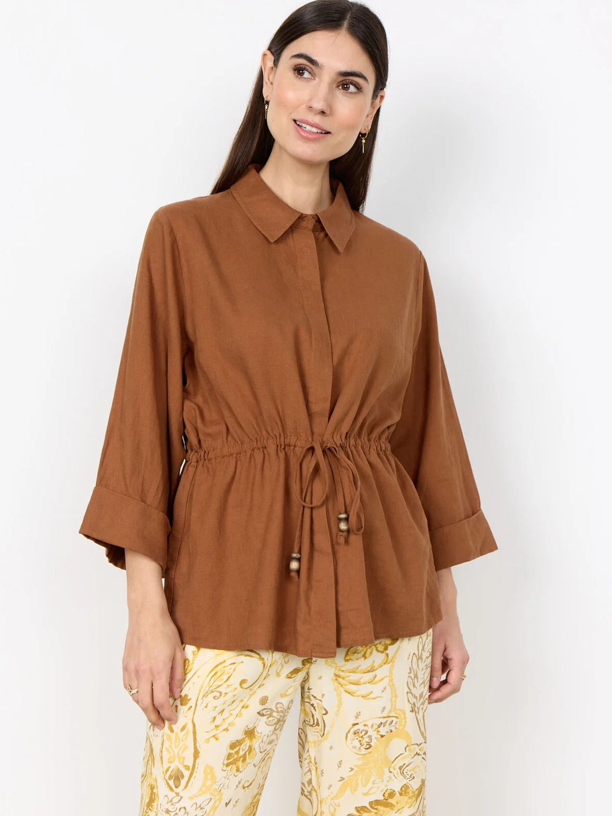 Soya concept saharia camicia da donna tabacco