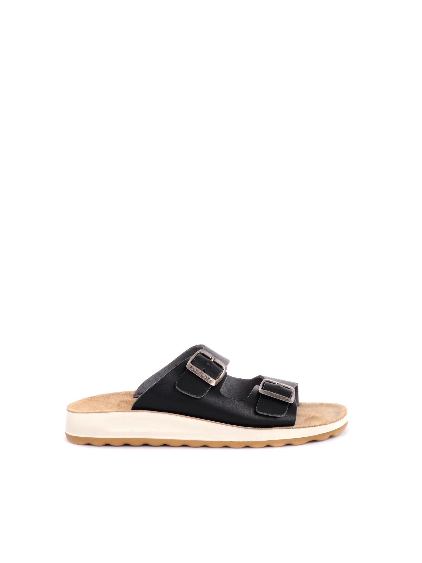 Sandali donna Fly Flot con doppia fascia nera e fibbia