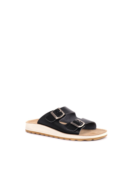 Sandali donna Fly Flot con doppia fascia nera e fibbia