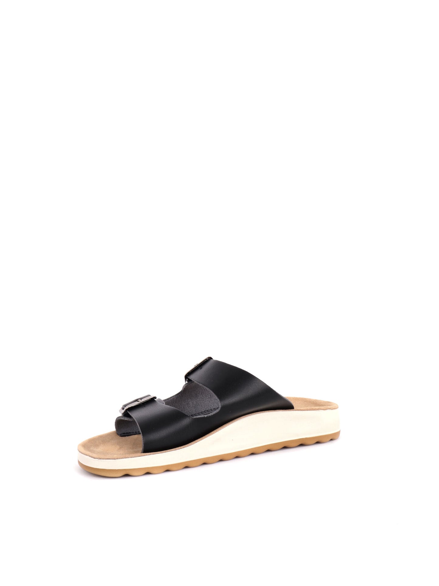 Sandali donna Fly Flot con doppia fascia nera e fibbia