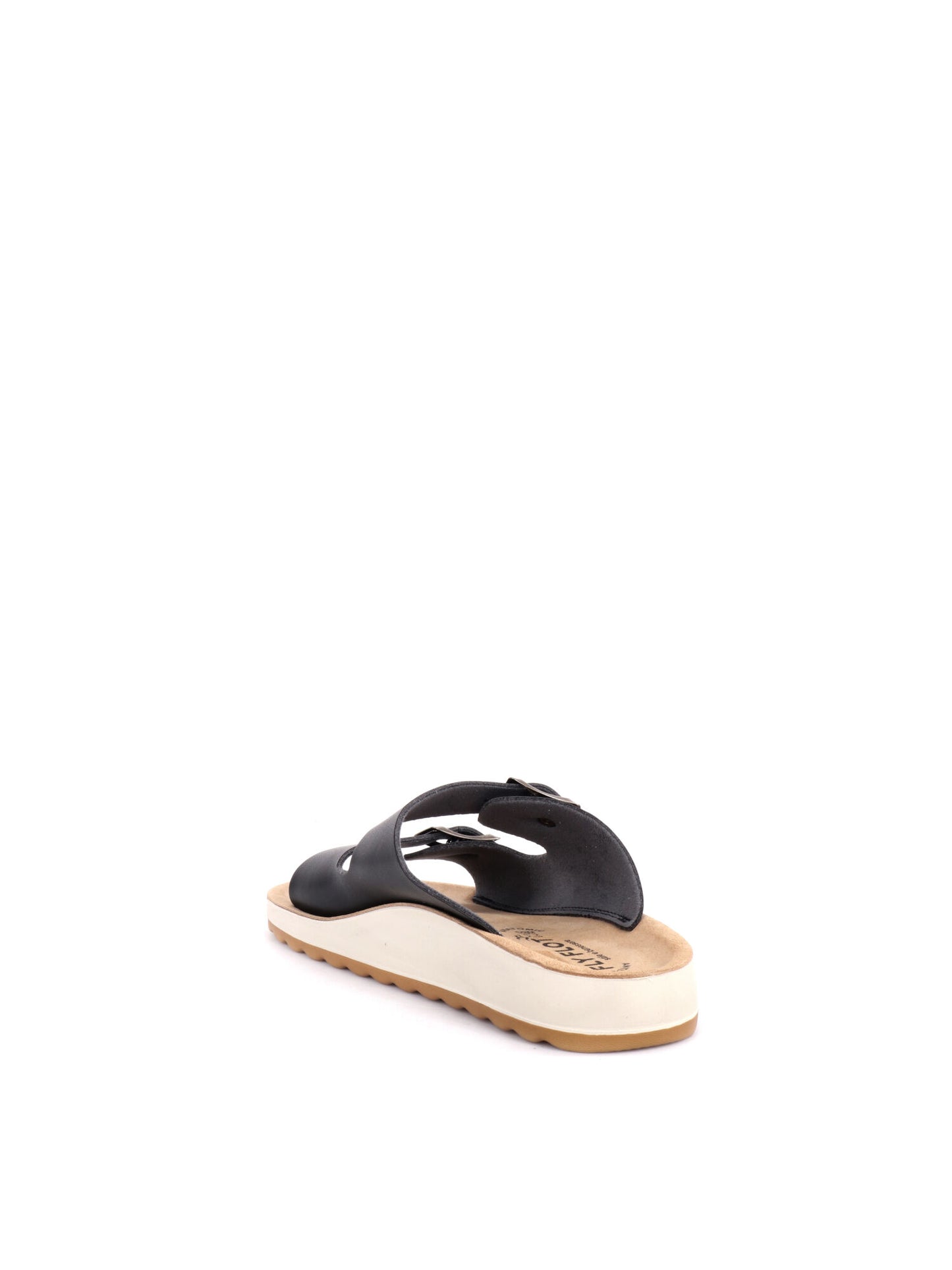 Sandali donna Fly Flot con doppia fascia nera e fibbia
