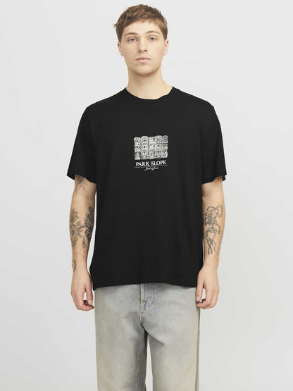 T-SHIRT BOSTON JACK&JONES UOMO NERO