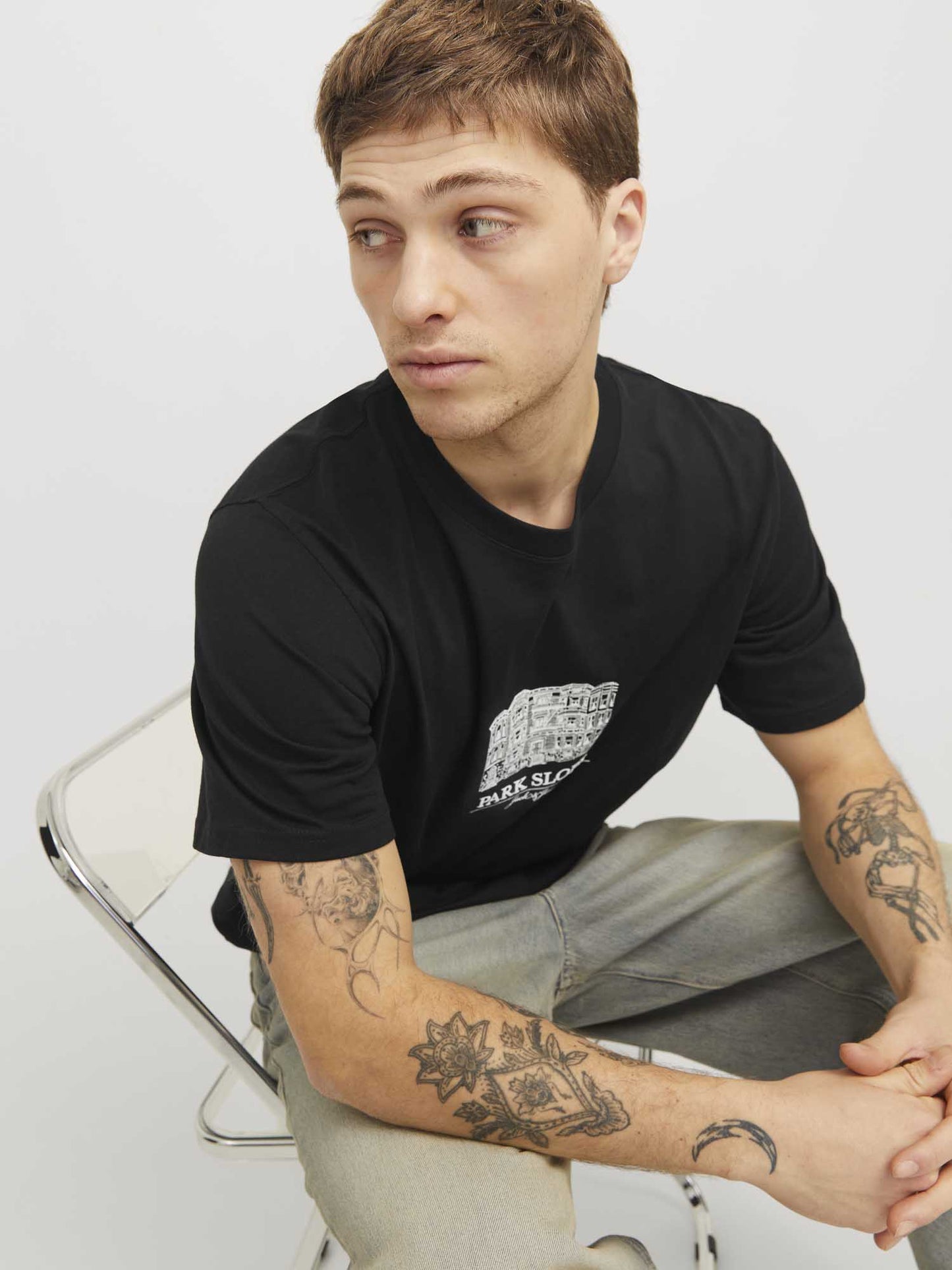 T-SHIRT BOSTON JACK&JONES UOMO NERO