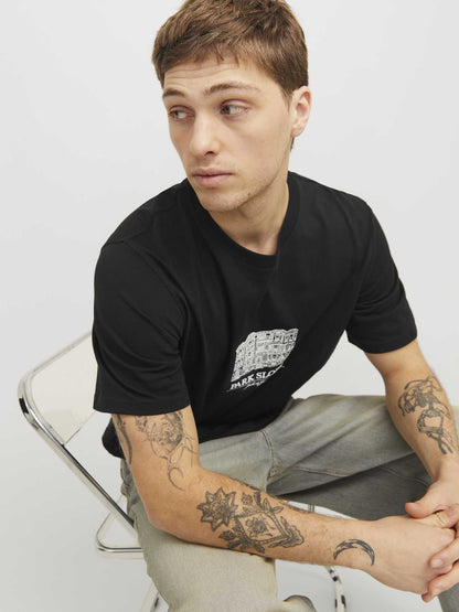 T-SHIRT BOSTON JACK&JONES UOMO NERO