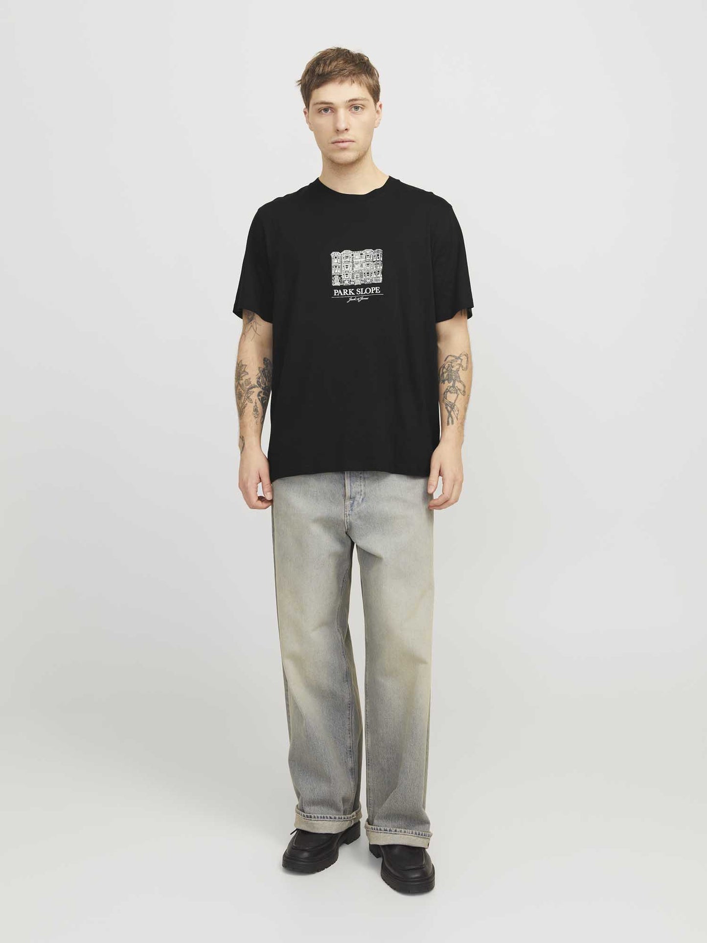 T-SHIRT BOSTON JACK&JONES UOMO NERO