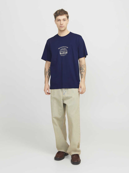 T-SHIRT BOSTON JACK&JONES UOMO BLU