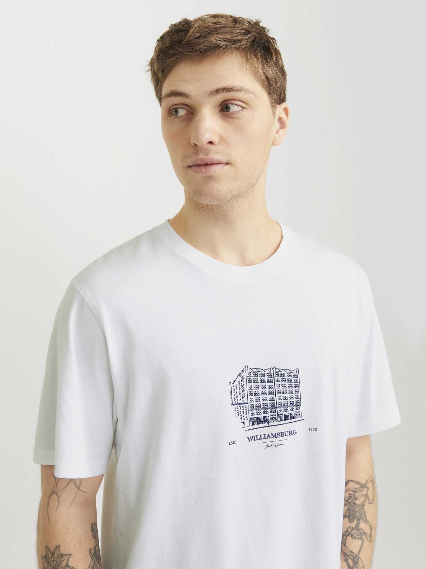 T-SHIRT BOSTON JACK&JONES UOMO BIANCO