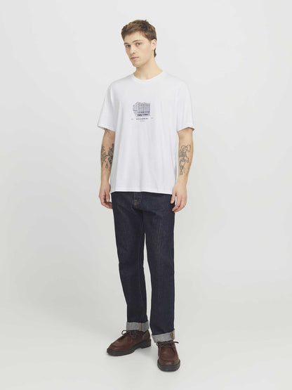 T-SHIRT BOSTON JACK&JONES UOMO BIANCO