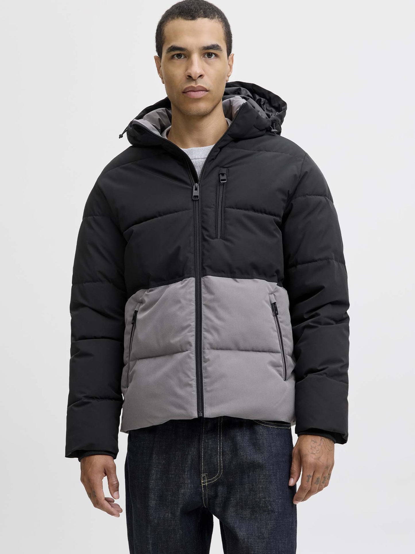 GIUBBINO IMBOTTITO OWEN JACK&JONES DA UOMO GRIGIO NERO