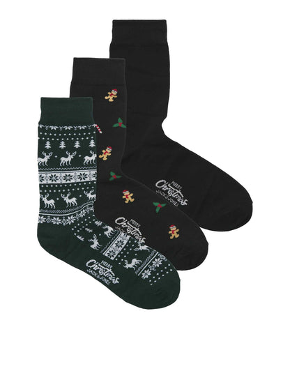 CALZE 3 PAIA MISTLETOE JACK&JONES DA UOMO NERO