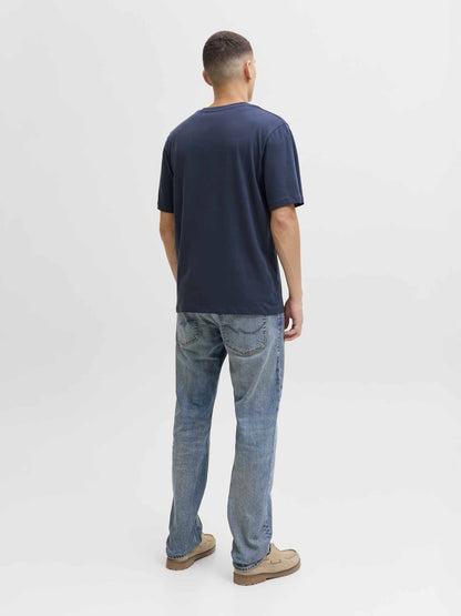 Jack&Jones Devin Daytona, t-shirt regular in cotone blu da uomo