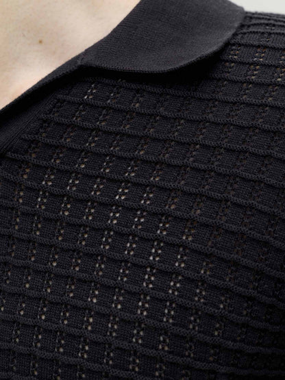 Jack&Jones Jornantucket, polo nera a maglia per uomo
