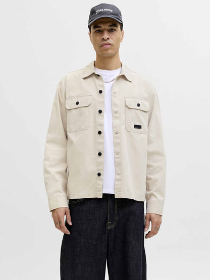 Jack&Jones Jcoben Classic Fusion Badge, camicia casual beige da uomo