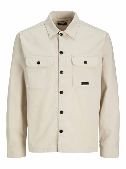 Jack&Jones Jcoben Classic Fusion Badge, camicia casual beige da uomo