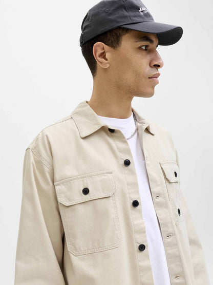 Jack&Jones Jcoben Classic Fusion Badge, camicia casual beige da uomo