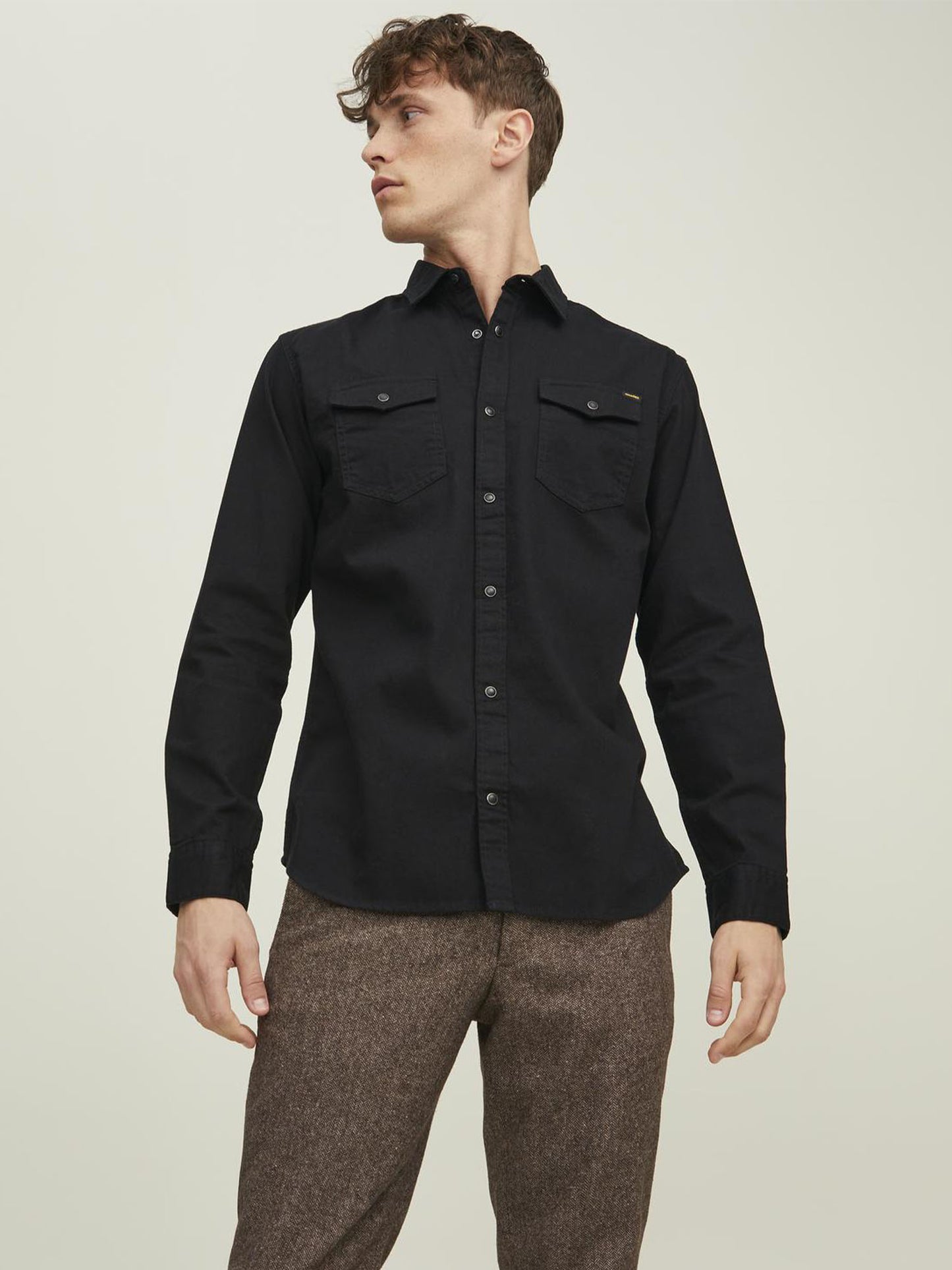 CAMICIA DENIM SHERIDAN JACK&JONES DA UOMO NERO