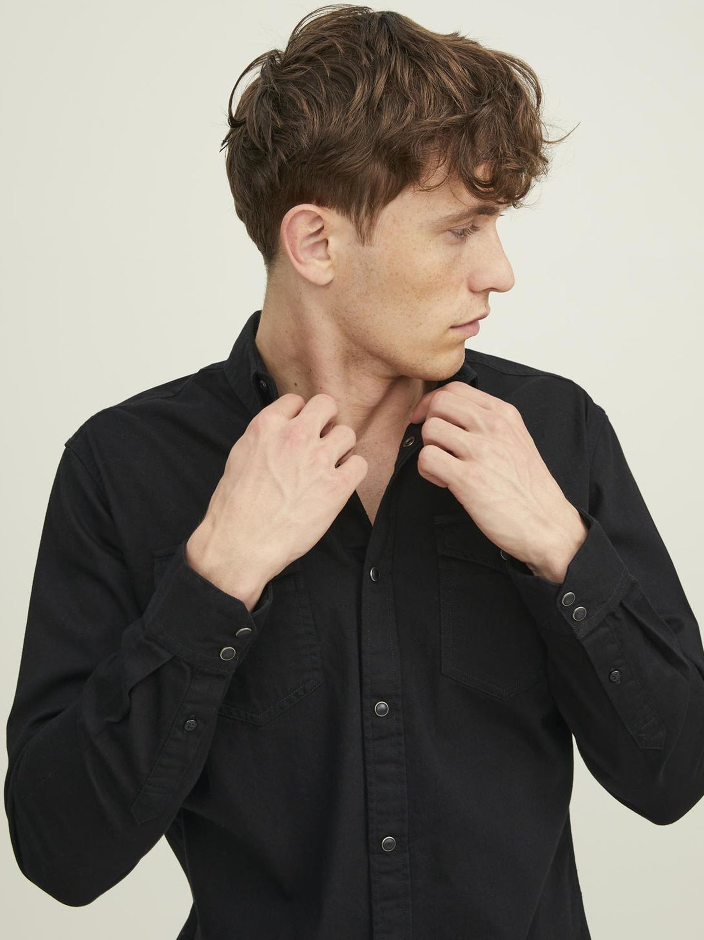 CAMICIA DENIM SHERIDAN JACK&JONES DA UOMO NERO