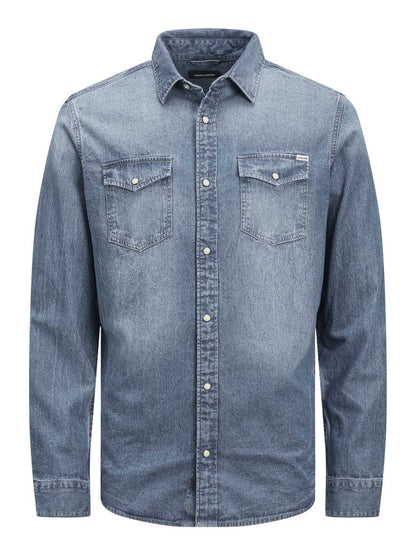 CAMICIA SHERIDAN JACK&JONES DA UOMO JEANS CHIARO