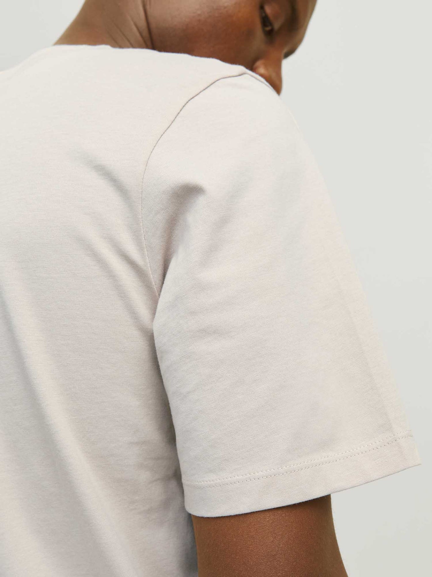 T-SHIRT BASIC GIROCOLLO JACK&JONES DA RAGAZZO PANNA