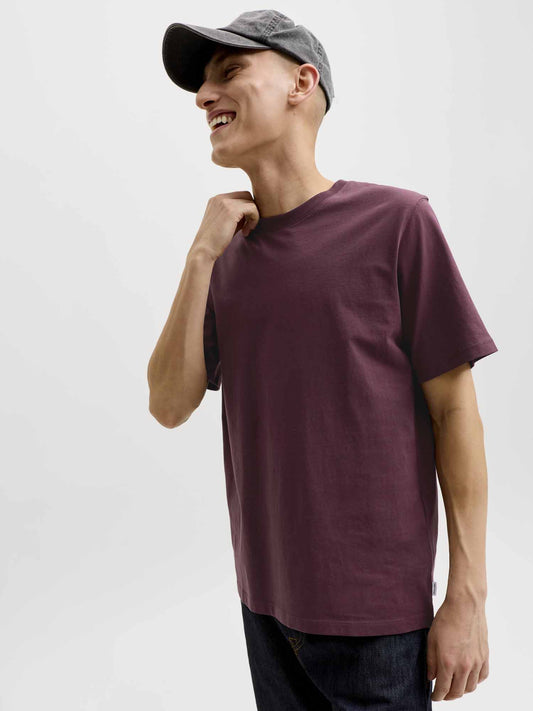Jack&Jones Organic, t-shirt maniche corte da uomo bordeaux