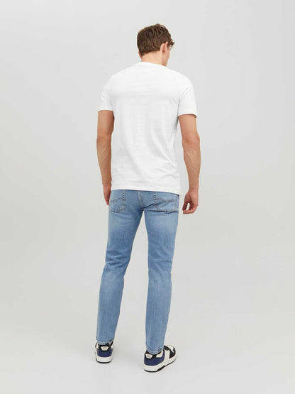 T-SHIRT BASIC GIROCOLLO JACK&JONES DA RAGAZZO BIANCO