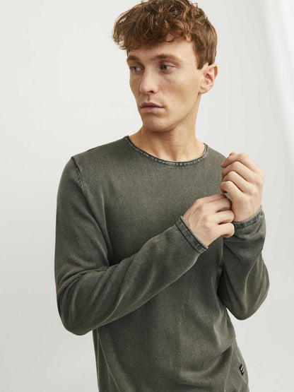 PULLOVER LEO JACK&JONES DA UOMO VERDE MILITARE