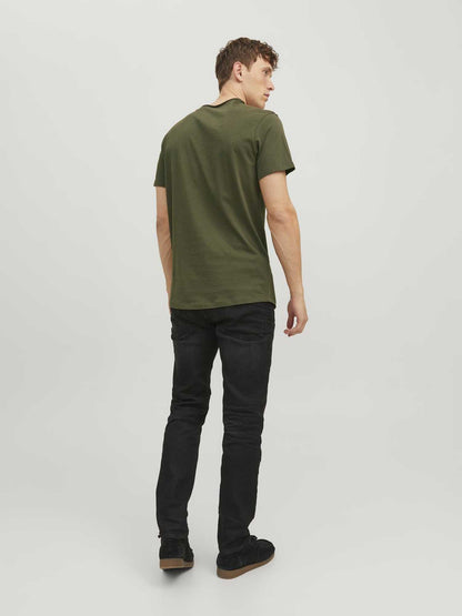 T-SHIRT JACK & JONES UOMO VERDE MILITARE