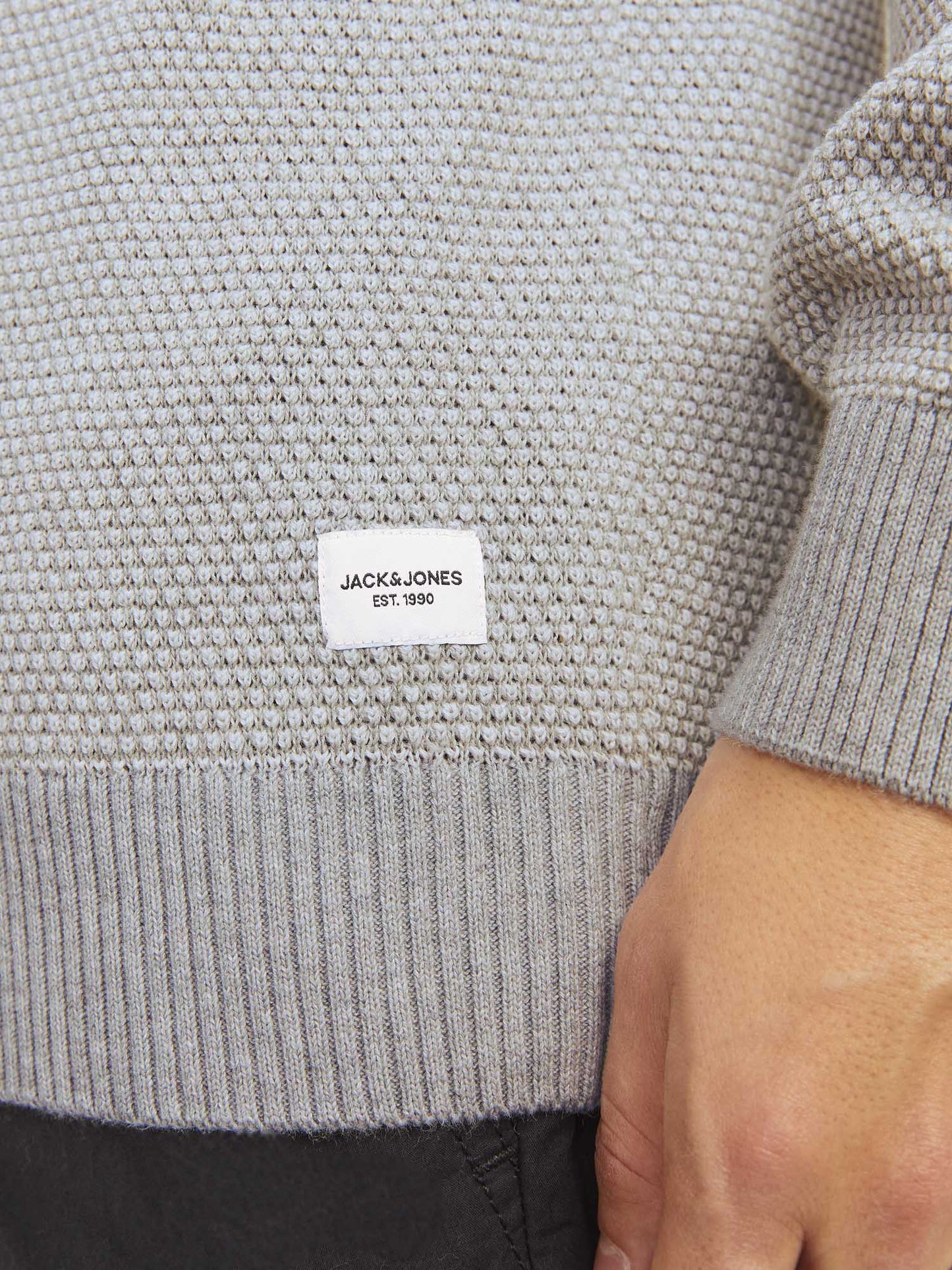 PULLOVER GLOBE JACK&JONES DA UOMO GRIGIO CHIARO