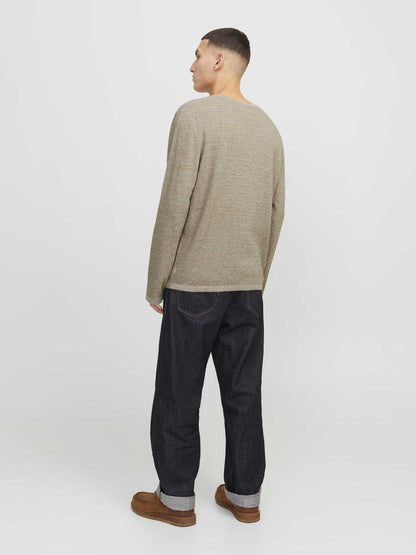 Pullover George di Jack&Jones da uomo beige con collo girocollo