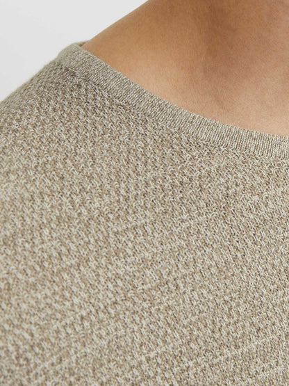 Pullover George di Jack&Jones da uomo beige con collo girocollo