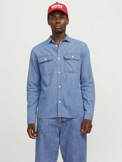 CAMICIA TRAVIS JACK&JONES DA UOMO JEANS CHIARO