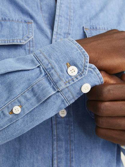 CAMICIA TRAVIS JACK&JONES DA UOMO JEANS CHIARO