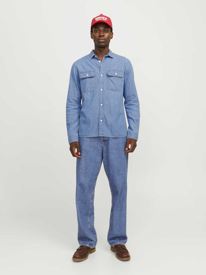 CAMICIA TRAVIS JACK&JONES DA UOMO JEANS CHIARO