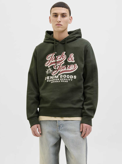 FELPA CON STAMPA LOGO JACK&JONES DA RAGAZZO VERDE