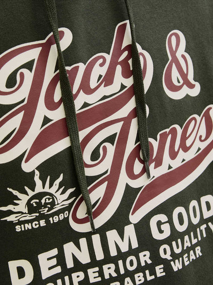 FELPA CON STAMPA LOGO JACK&JONES DA RAGAZZO VERDE