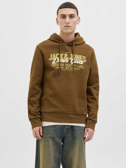 FELPA CON STAMPA LOGO JACK&JONES DA RAGAZZO MARRONE