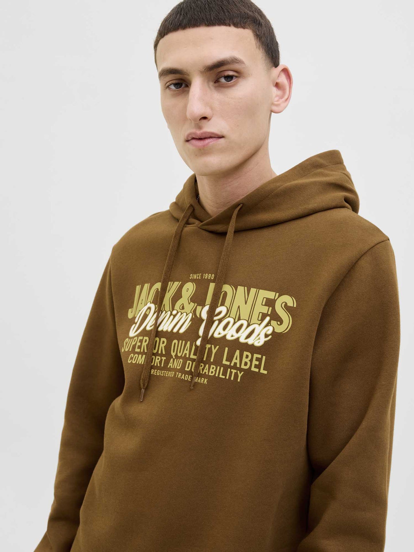 FELPA CON STAMPA LOGO JACK&JONES DA RAGAZZO MARRONE