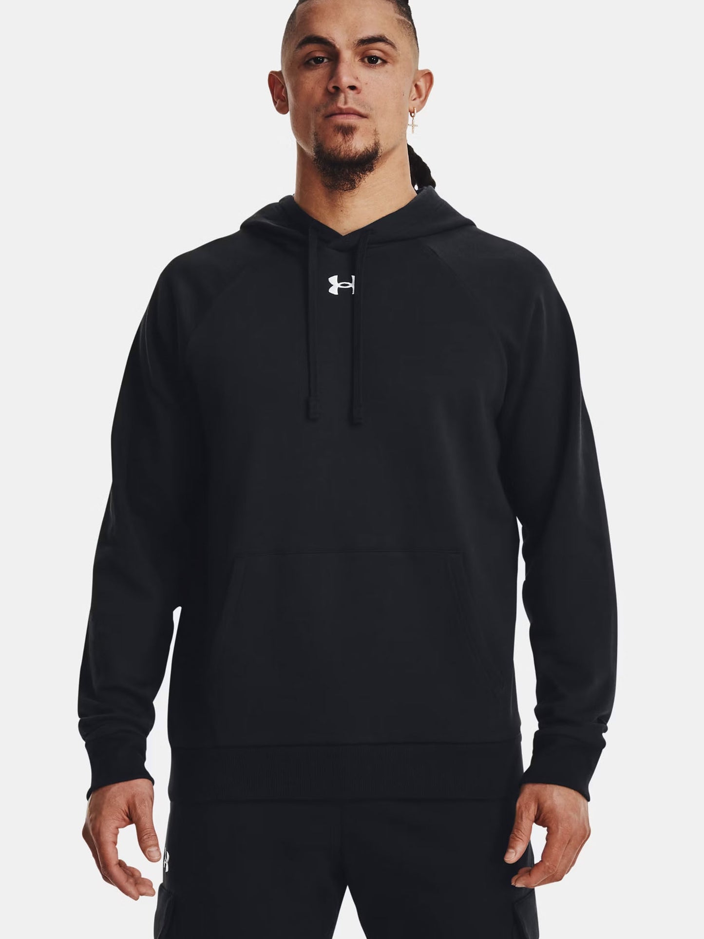 FELPA RIVAL CON CAPPUCCIO UNDER ARMOUR DA UOMO NERO