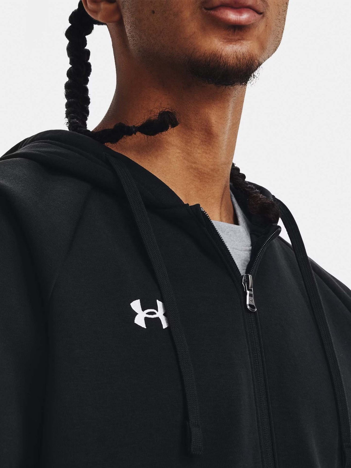 FELPA RIVAL FULL ZIP E CAPPUCCIO UNDER ARMOUR DA UOMO NERO