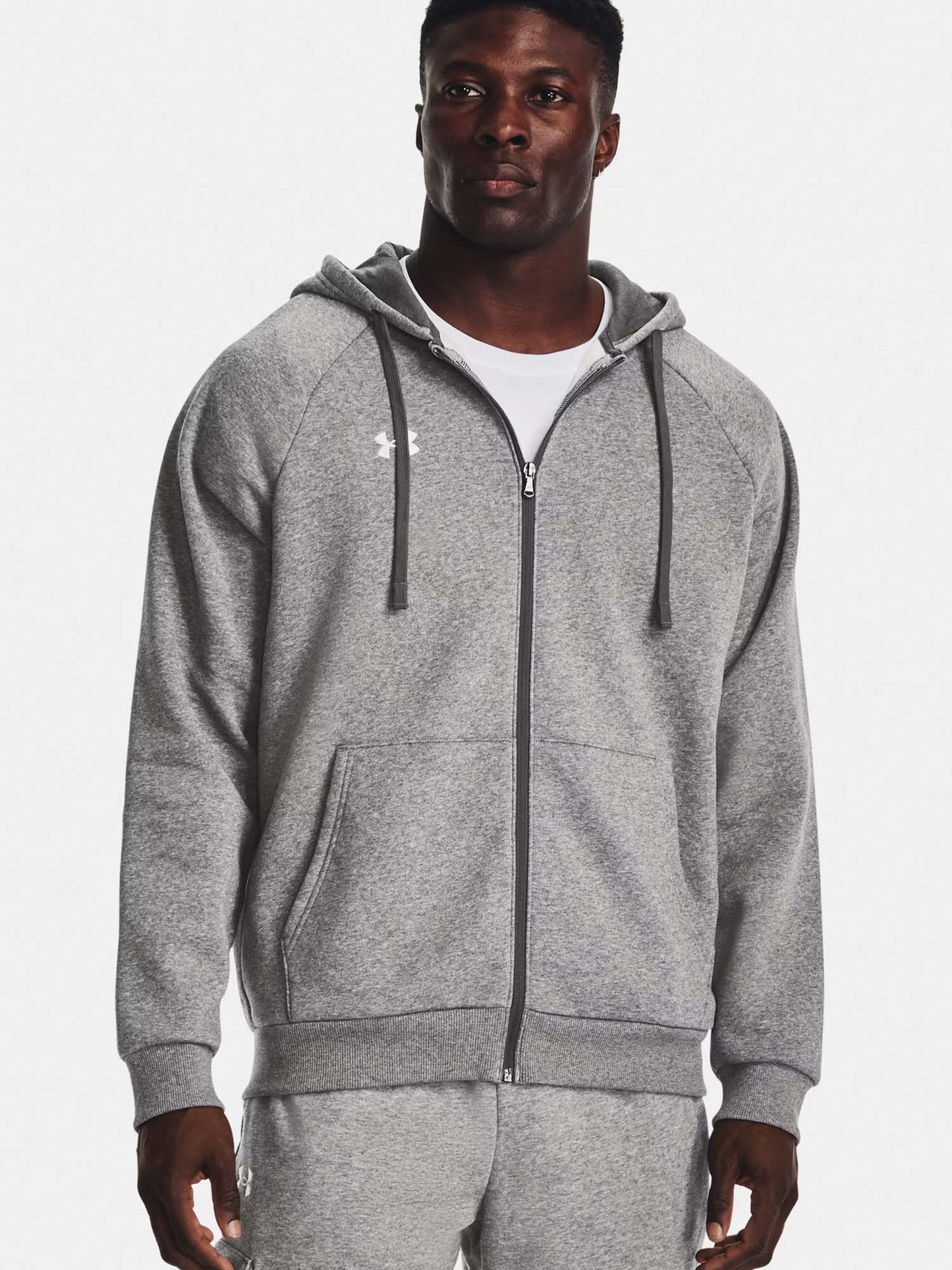 FELPA RIVAL FULL ZIP E CAPPUCCIO UNDER ARMOUR DA UOMO GRIGIO