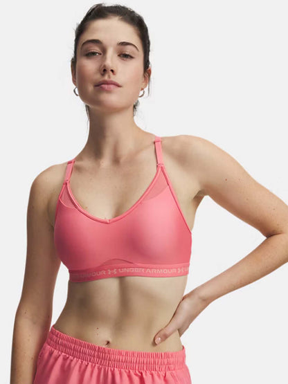 Under Armour Crossback Low, canotta sportiva donna fucsia con supporto leggero