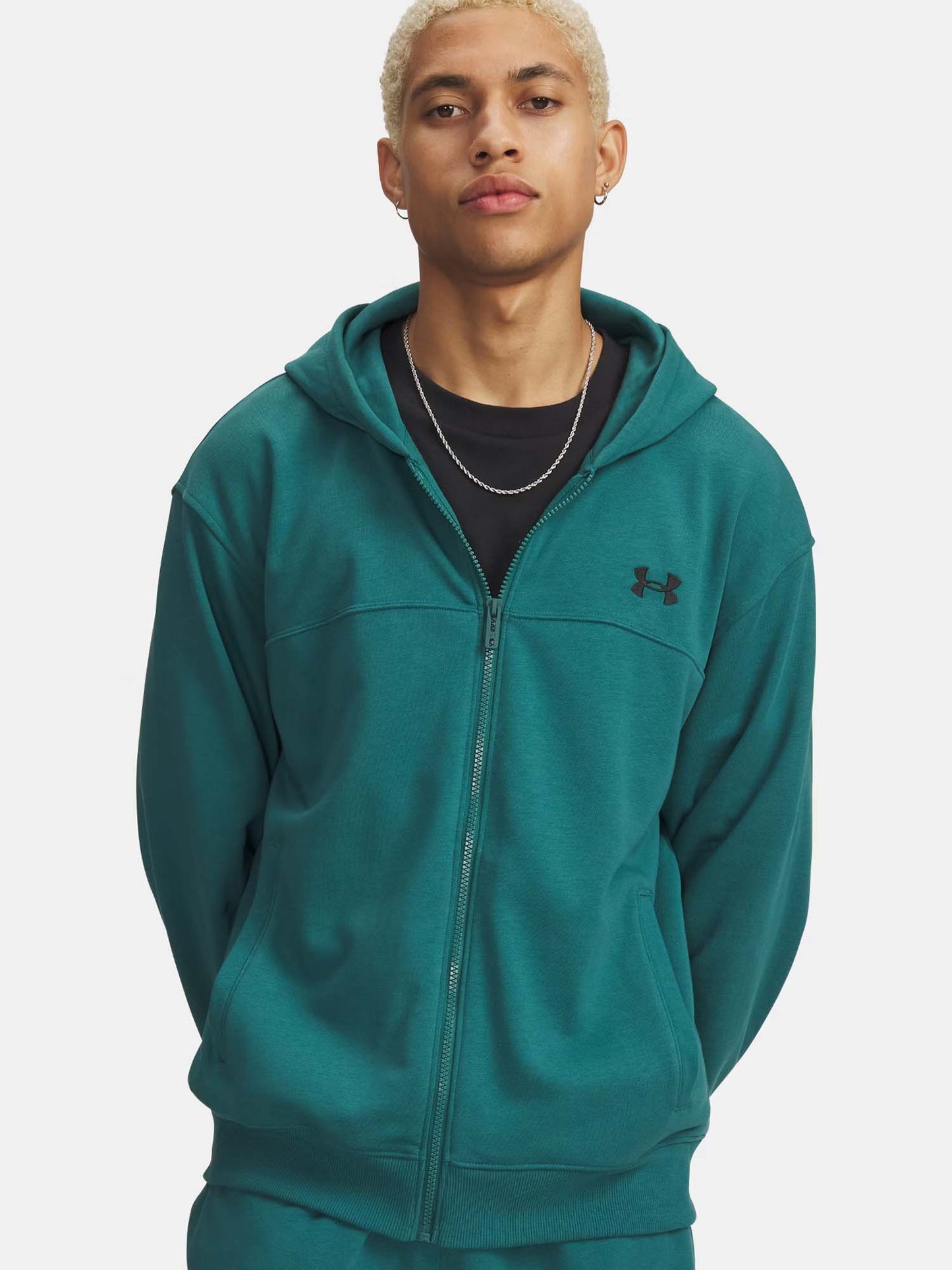 Under Armour Felpa Rival Lightweight con zip verde uomo sportiva