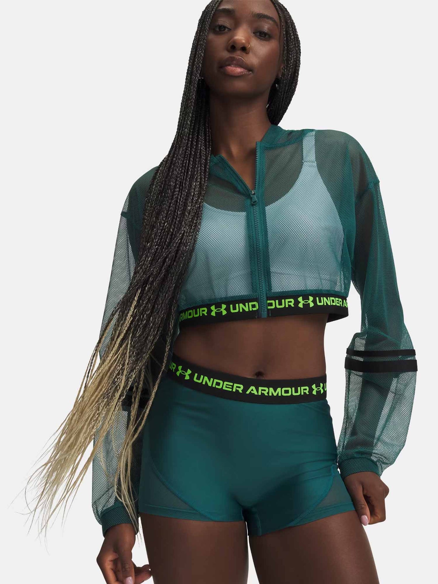 Felpa donna Under Armour HeatGear ultraleggera verde per sport