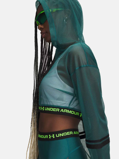 Felpa donna Under Armour HeatGear ultraleggera verde per sport