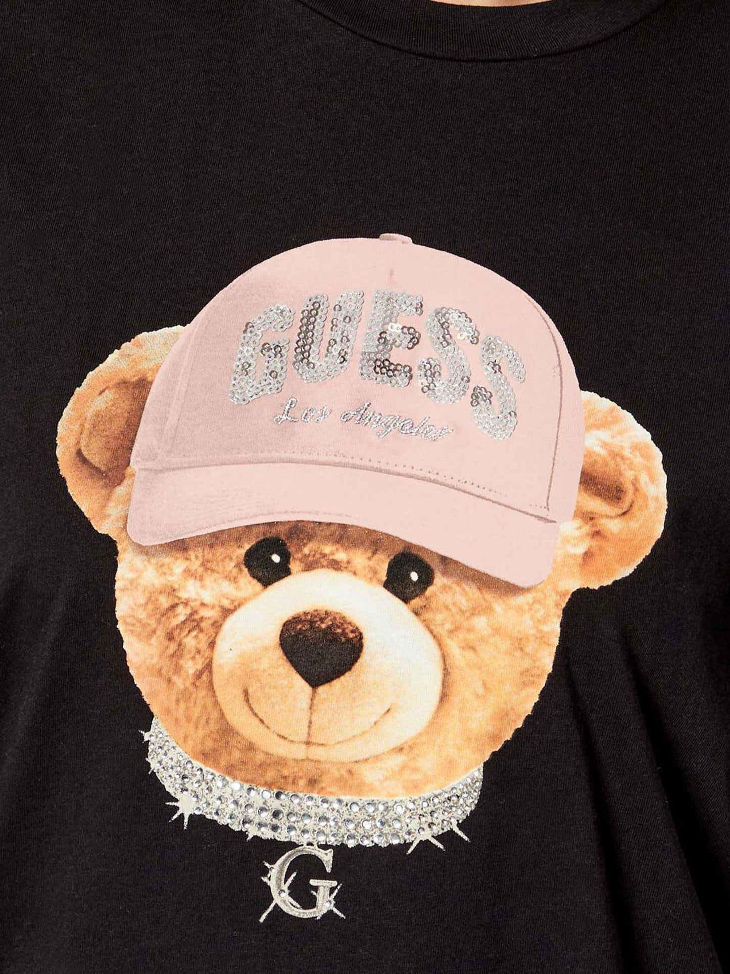 T-SHIRT TEDDY BEAR GUESS DA DONNA NERO