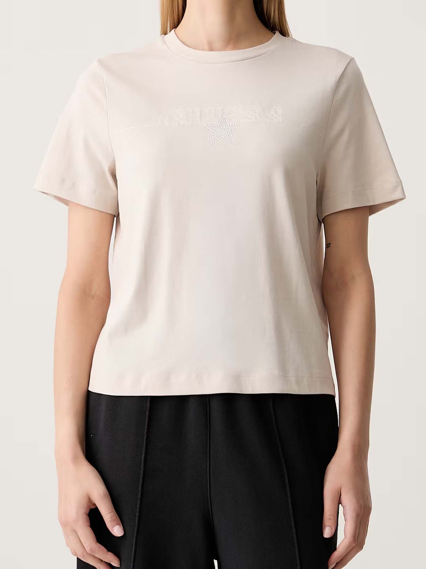 Guess Agena, t-shirt maniche corte da donna beige