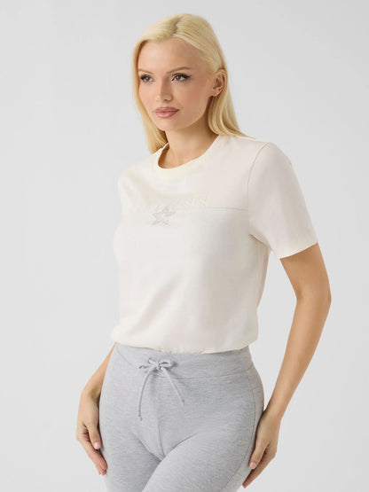 Guess Agena, t-shirt maniche corte da donna panna